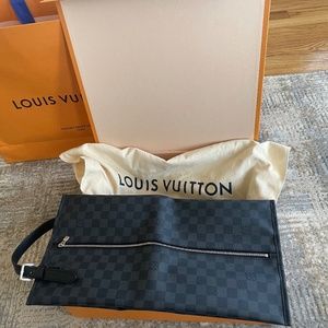Louis Vuitton Mens Shoe Pouch in Monogram Eclipse Canvas